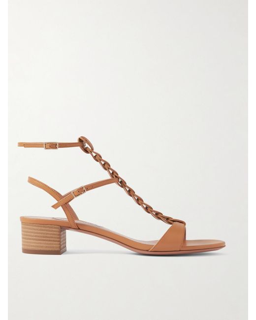 Aquazzura Natural Destiny Gladiator 35 Sandalen Aus Leder Mit Flechtdetail