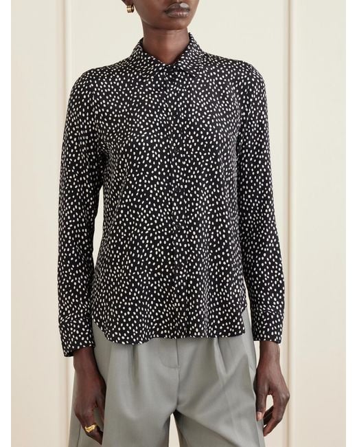 Nili Lotan Black Gaia Silk Crepe De Chine Shirt