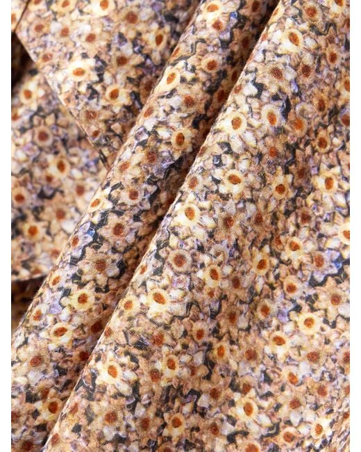 Isabel Marant Natural Harmony Floral-Print Satin-Jacquard Wrap Mini Shirt Dress
