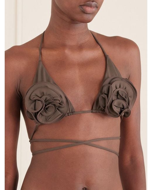 Magda Butrym Gray Appliquéd Bikini Top