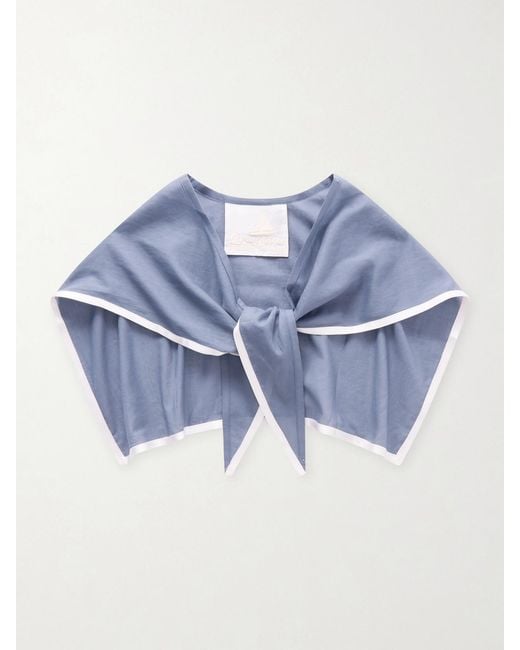 Les Vacances d'Irina Blue Sailor Cotton-Voile Triangle Scarf