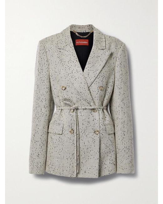 Altuzarra Gray Hattson Belted Double-Breasted Sequin-Embellished Woven Blazer
