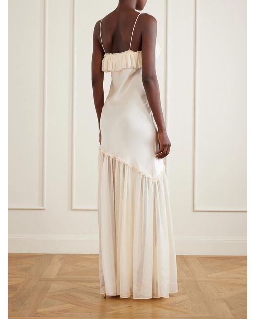 Ulla Johnson White Elaria Ruched Silk Maxi Dress