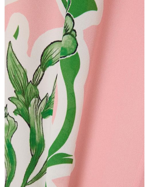 Borgo De Nor Green Havana Floral-Print Crepe Straight-Leg Pants
