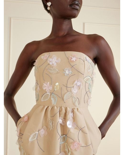 BERNADETTE Natural Lena Embellished Taffeta Gown