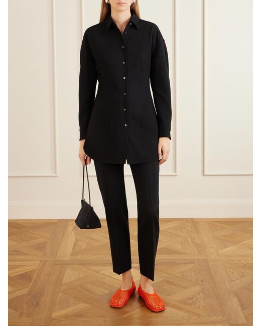 Max Mara Blue Mxmacino Wool-Blend Mid-Rise Slim-Leg Pants