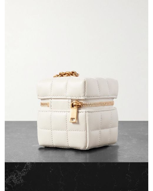 Saint Laurent Natural Cassandre Matelassé Mini Quilted Leather Pouch