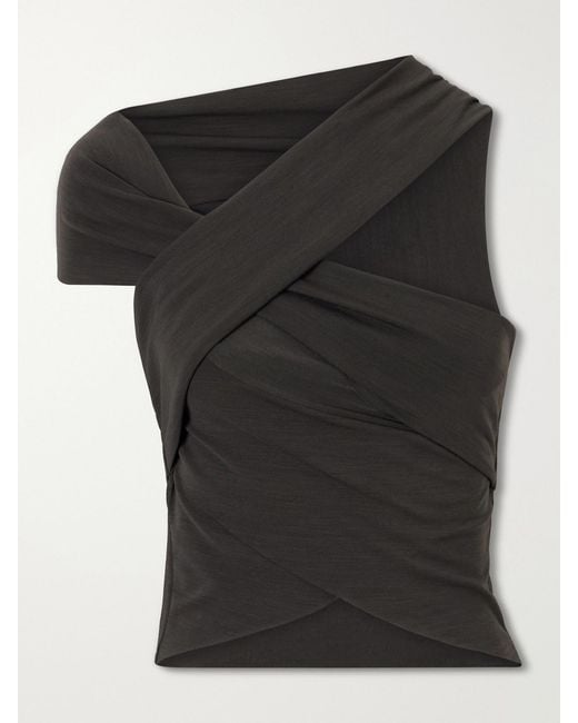 Cortana Black Myia Asymmetrical Crepe Blouse