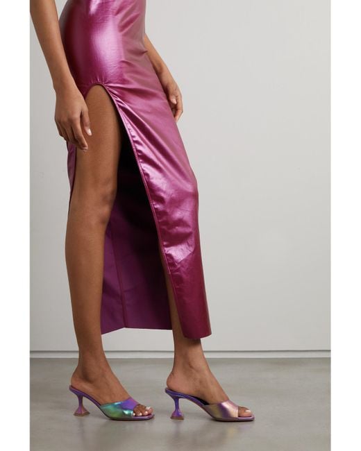 AMINA MUADDI Yellow Lupita Iridescent Leather Mules