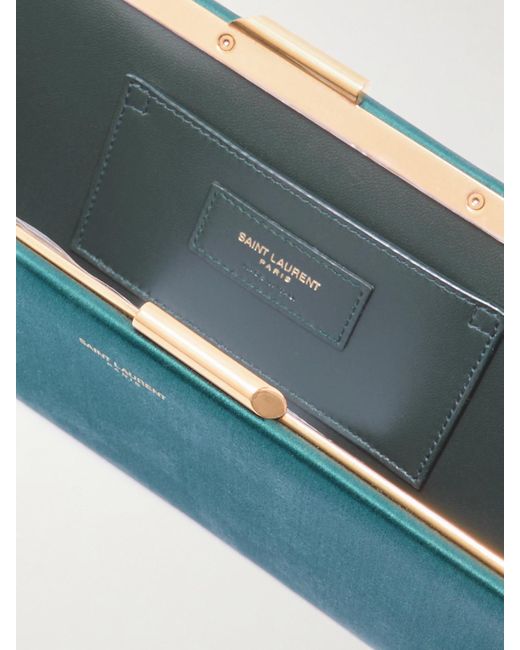 Saint Laurent Green Midnight Small Satin Clutch