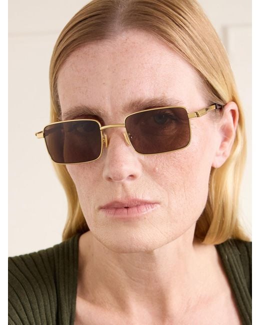 Bottega Veneta Natural Square-Frame-Tone Metal Sunglasses