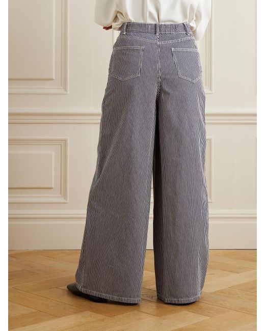 Frankie Shop Gray Sasha Striped High-rise Wide-leg Jeans