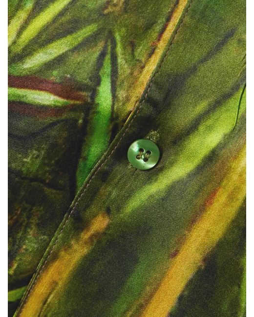 Donde Esteban Green La Sierra Printed Silk-Satin Shirt