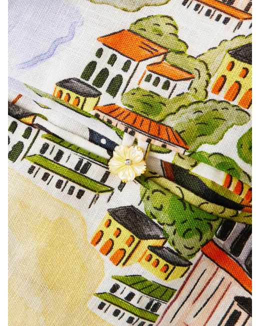 Farm Rio Multicolor Verkürztes Hemd Aus Bedrucktem Leinen-Canvas