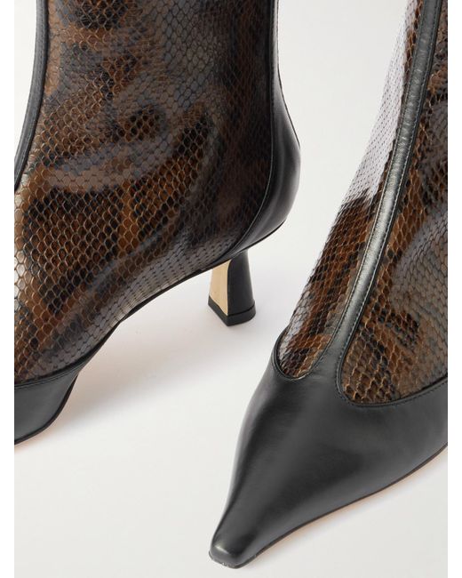 Aeyde Brown Sila Ankle Stiefel Aus Leder Mit Schlangeneffekt Und Glattleder