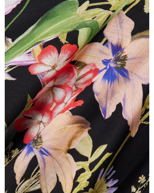 Mini-Robe En Voile De Coton Mélangé À Imprimé Fleuri Et À Finition Volantée Lily Charo Ruiz en coloris Black