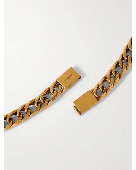 Saint Laurent White Burnished-Tone Belt