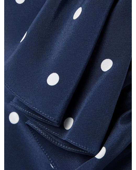 Robe Midi En Crêpe De Chine De Soie À Pois, Fronces Et Plis Alessandra Rich en coloris Blue