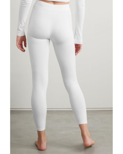 Falke White Stretch-Knit Leggings