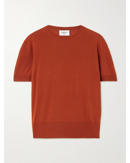 Saint Laurent Red T-Shirt Aus Wolle
