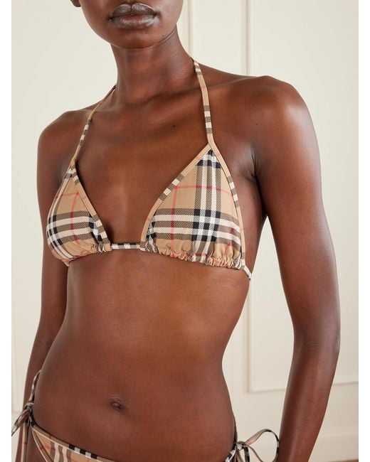 Burberry Natural Checked Triangle Bikini