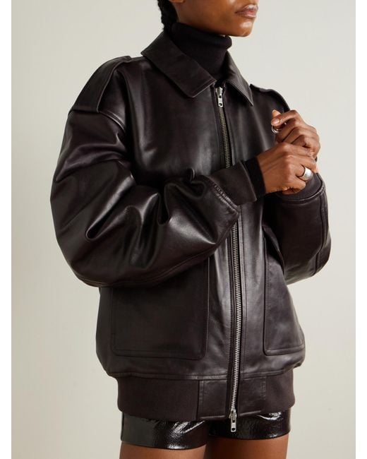 Frankie Shop Black Viper Oversized Leather Jacket