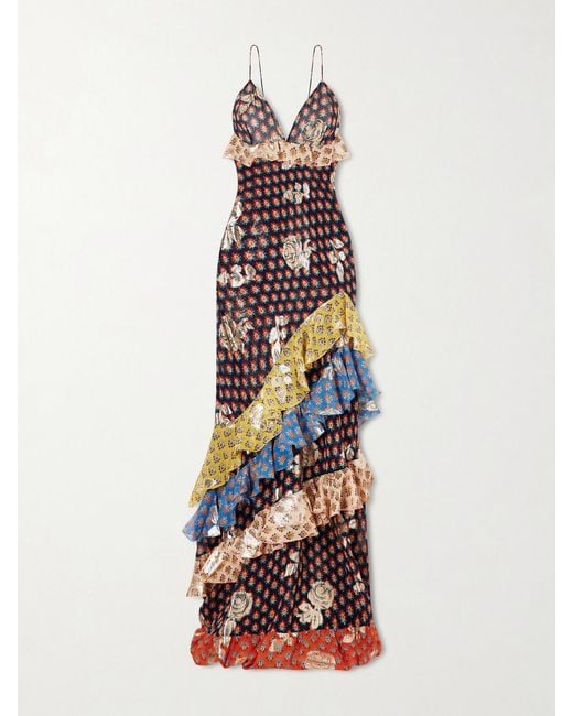 etro ruffled embroidered printed silk-chiffon mini dress Etro Ruffled Embroidered Printed Silk-Chiffon Mini Dress In Yellow - 60%  Off