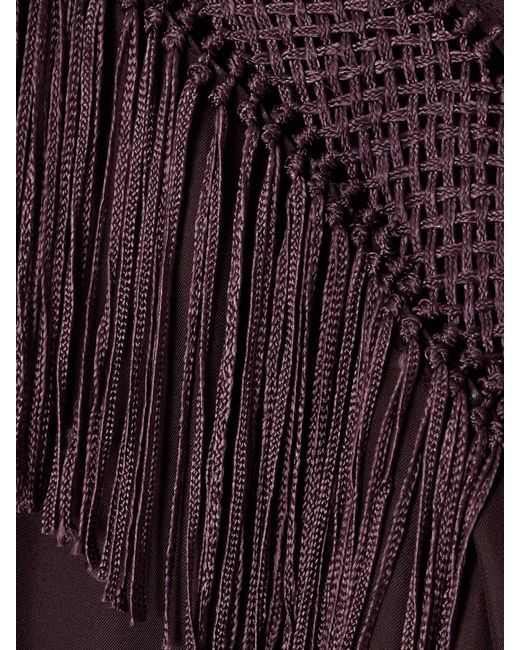 DIOTIMA Purple Epaulette Crochet-Trimmed Fringed Silk-Twill Shirt
