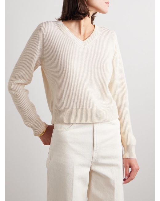 Nili Lotan Natural Korina Ribbed Cashmere Sweater