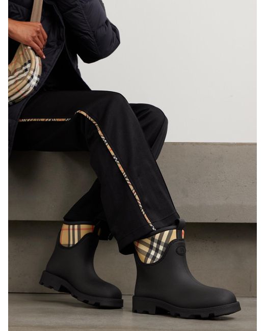 Bottines En Caoutchouc Et En Nylon À Carreaux Burberry en coloris Black