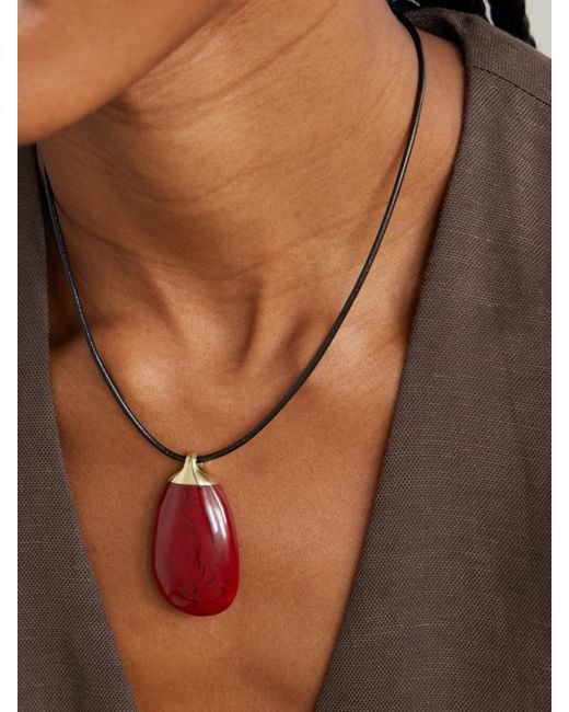 Dinosaur Designs Blue River Rock-Plated, Resin And Leather Necklace