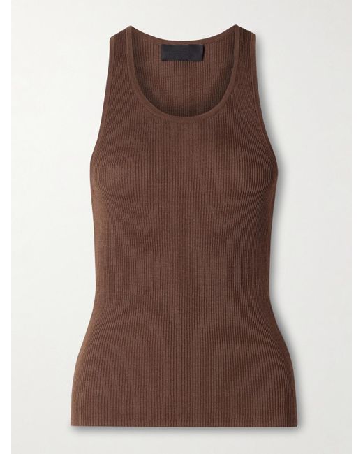 Nili Lotan Brown Lottie Tanktop Aus Gerippter Seide