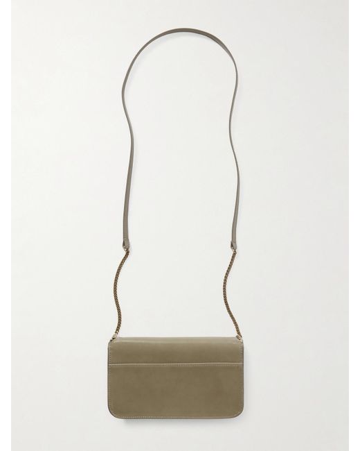 Saint Laurent Natural Cassandre Strap Glossed-Leather Phone Case