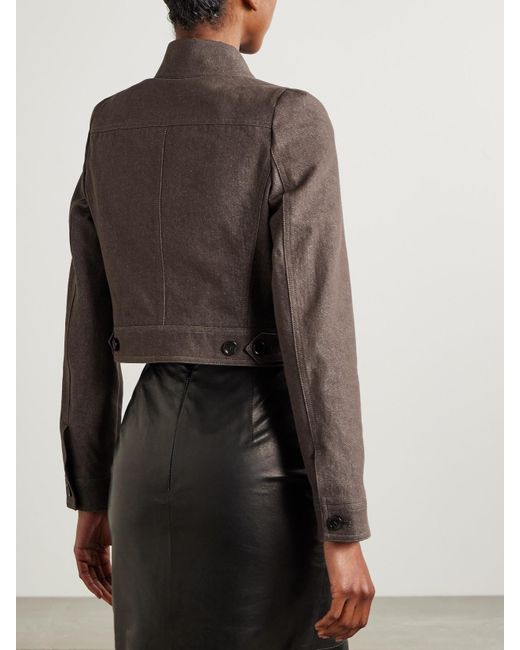 Max Mara Cropped Denim Jacket in Brown | Lyst