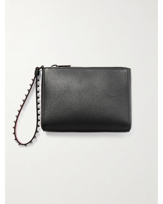 Christian Louboutin Black Cabata Clutch Aus Strukturiertem Leder Mit Nieten