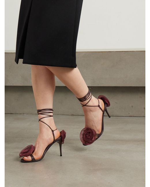 Magda Butrym Red Sandalen Aus Leder Mit Applikationen Aus Tüll