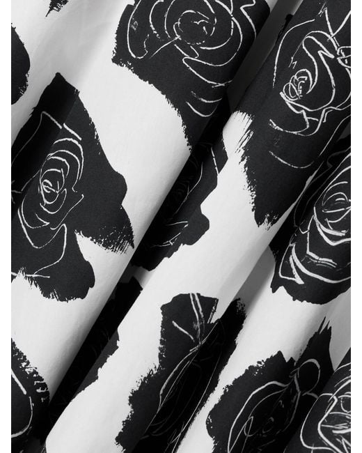 Marni Black Pleated Floral-Print Cotton-Poplin Midi Skirt