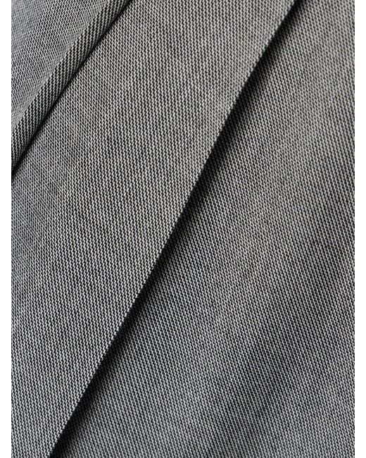 Saint Laurent Gray Pleated Wool Wide-Leg Pants