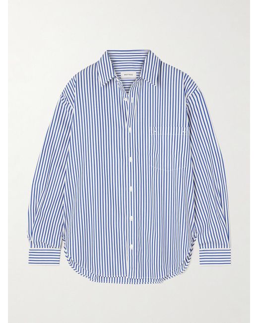 Matteau Blue Net Sustain Striped Organic Cotton-Poplin Shirt