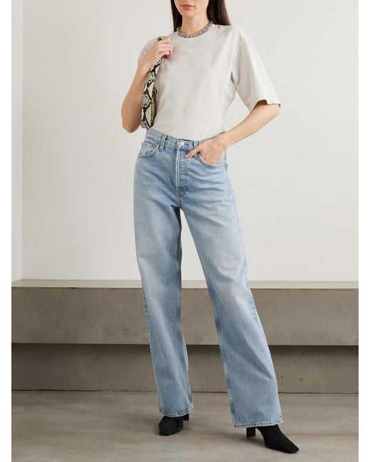 Agolde Blue Arc Mid-Rise Wide-Leg Jeans