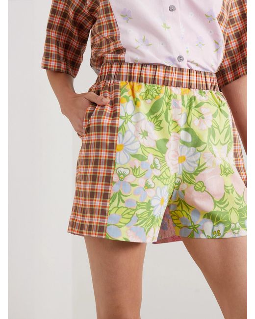 Rave Review Pink Net Sustain Grimes Patchwork Cotton Shorts