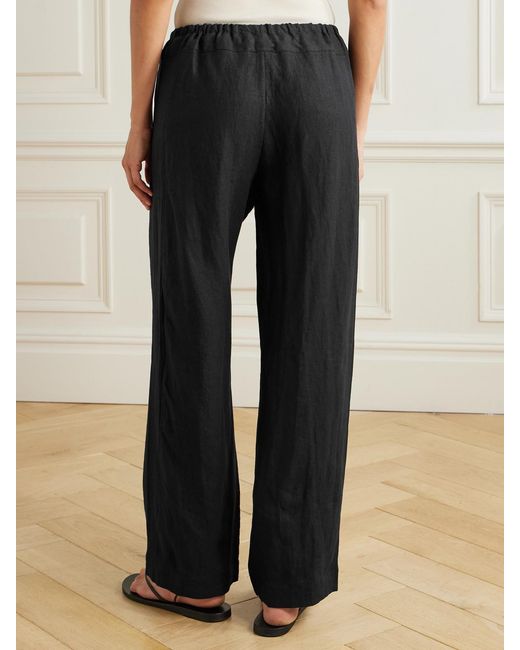 Deiji Studios Black Linen Straight-Leg Pants