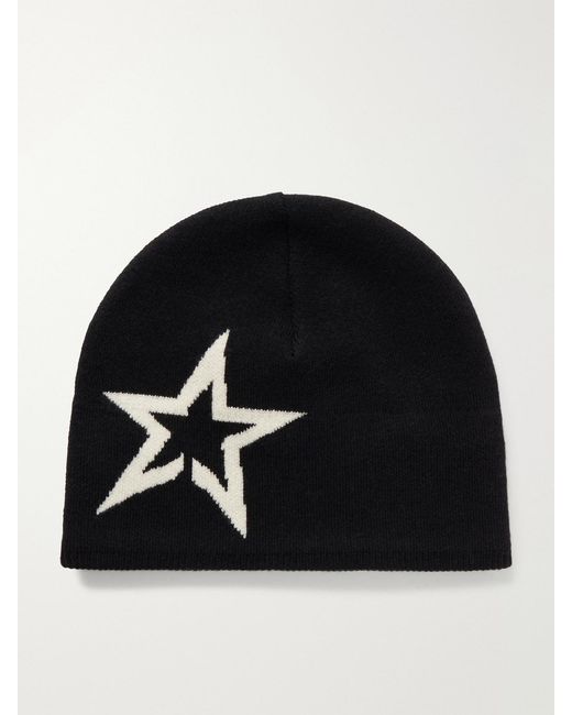Perfect Moment Black Intarsia Wool-Blend Beanie