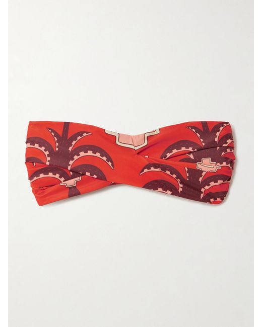 Johanna Ortiz Red Sea Sprite Strapless Twist-Front Recycled Bikini Top