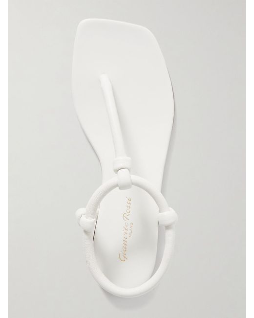 Gianvito Rossi White Juno Thong Sandalen Aus Leder Mit Knoten