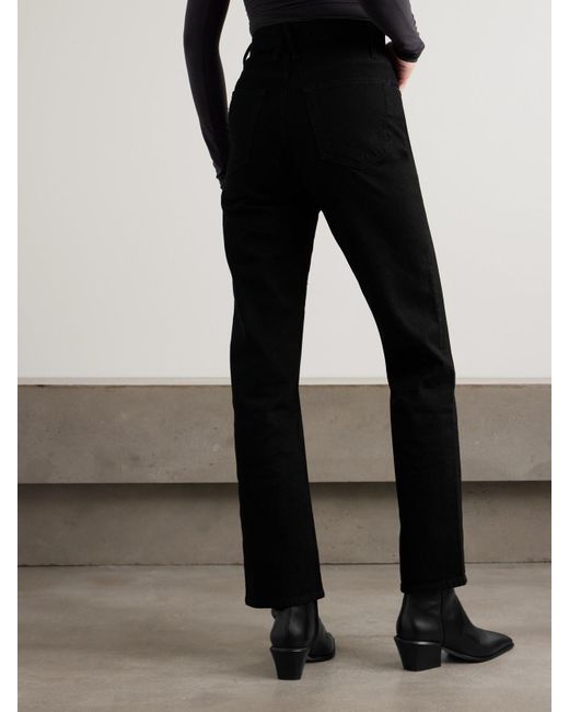SLVRLAKE Denim Black London High-Rise Straight-Leg Jeans