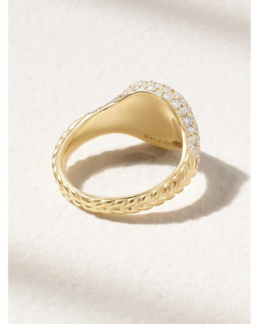 David Yurman Natural Mini Chevron 18-Karat Diamond Pinky Ring