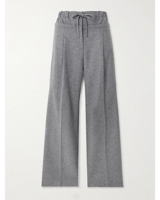J.W. Anderson Gray Layered Pleated Wool-Flannel Pants