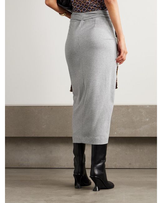 Dries Van Noten Gray Twist-Front Cotton-Jersey Midi Skirt