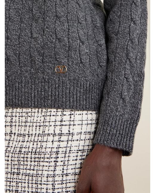 Valentino Garavani Gray Cable-Knit Wool Sweater